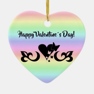 Hart met Butterfly en Lily Keramisch Ornament