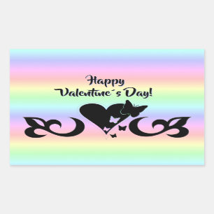 Hart met Butterfly en Lily Rechthoekige Sticker