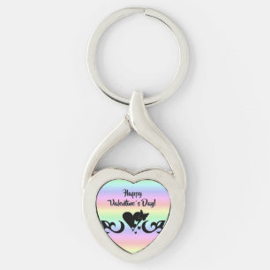 Hart met Butterfly en Lily Sleutelhanger