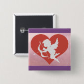 Hart met Cupid-Button Vierkante Button 5,1 Cm (Voorkant /achterkant)