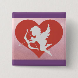 Hart met Cupid-Button Vierkante Button 5,1 Cm