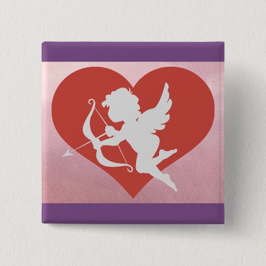 Hart met Cupid-Button Vierkante Button 5,1 Cm (Voorkant)