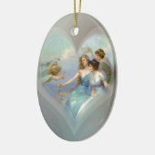 Hart met Cupid en Dames Keramisch Ornament (Links)