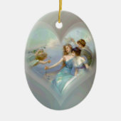 Hart met Cupid en Dames Keramisch Ornament (Voorkant)