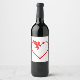 Hart met cupido cadeau voor jou wijn etiket