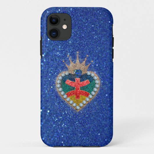 hart met de Amazigh-vlag in een helder glitter Case-Mate iPhone Case (Achterkant)