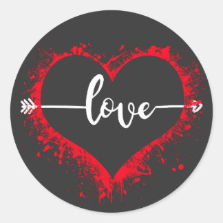 Hart met een pijl in de vorm van liefde ronde sticker