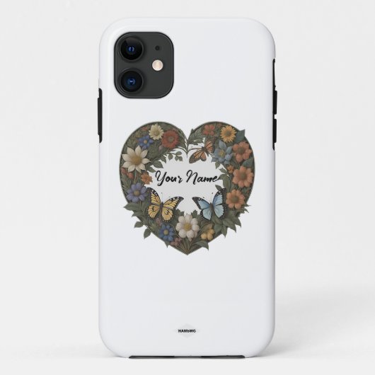 Hart met Flower Wreath iPhone Cell Hoesje HAMbyWG (Achterkant)