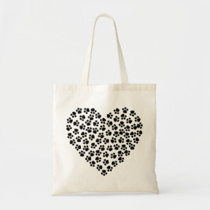 Hart met geïllustreerde honden tote bag