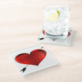 Hart met Gouden Pijl Glas Onderzetter (Schuin)