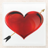 Hart met Gouden Pijl Glas Onderzetter Glazen Onderzetter (Voorkant)