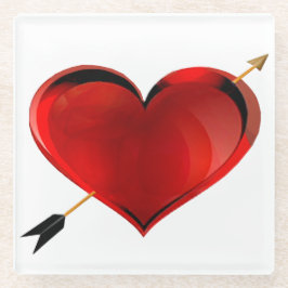 Hart met Gouden Pijl Glas Onderzetter Glazen Onderzetter