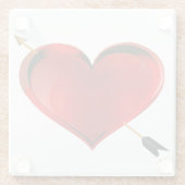 Hart met Gouden Pijl Glas Onderzetter Glazen Onderzetter (Achterkant)