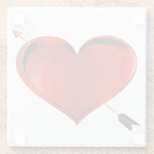 Hart met Gouden Pijl Glas Onderzetter Glazen Onderzetter (Achterkant)