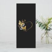 Hart met gouden vlinders aankondiging (Staand voorkant)