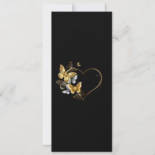 Hart met gouden vlinders aankondiging (Voorkant)