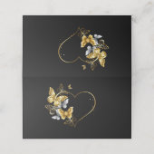 Hart met gouden vlinders afsprakenkaart (Buitenkant ongevouwen)