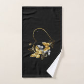 Hart met gouden vlinders bad handdoek (Handdoek)