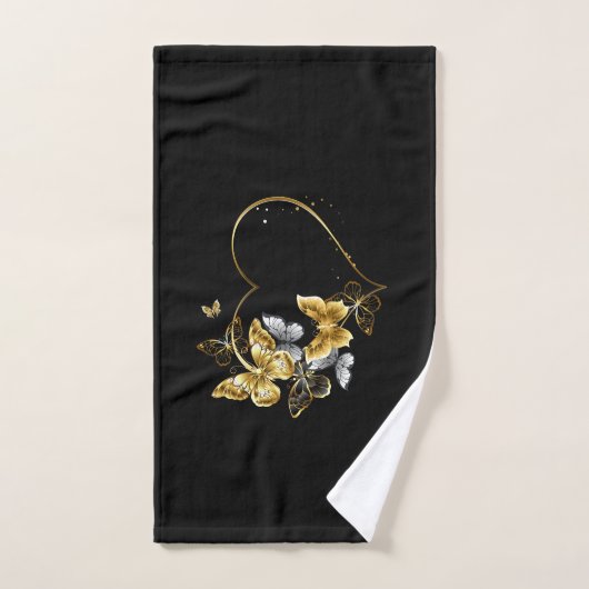 Hart met gouden vlinders bad handdoek (Handdoek)