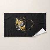 Hart met gouden vlinders bad handdoek (Handdoek)