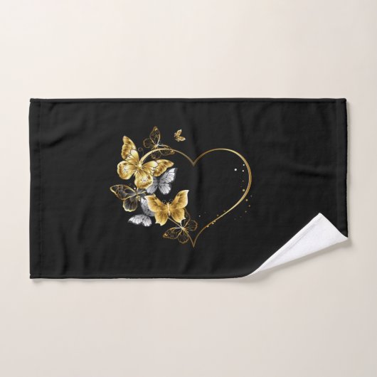 Hart met gouden vlinders bad handdoek (Handdoek)