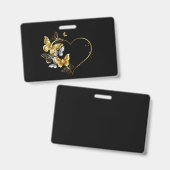 Hart met gouden vlinders badge (Voor- en achterkant)