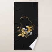 Hart met gouden vlinders badhanddoek (Badhanddoek)