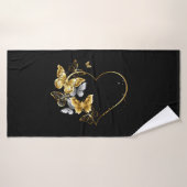 Hart met gouden vlinders badhanddoek (Badhanddoek)