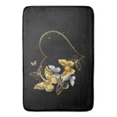 Hart met gouden vlinders badmat (Voorkant Verticaal)