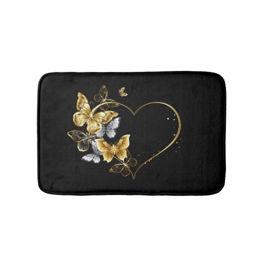 Hart met gouden vlinders badmat (Voorkant)