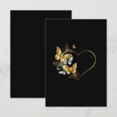 Hart met gouden vlinders bedankkaart (Voorkant / Achterkant)