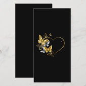 Hart met gouden vlinders bedankkaart (Voorkant / Achterkant)