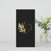 Hart met gouden vlinders bedankkaart (Staand voorkant)