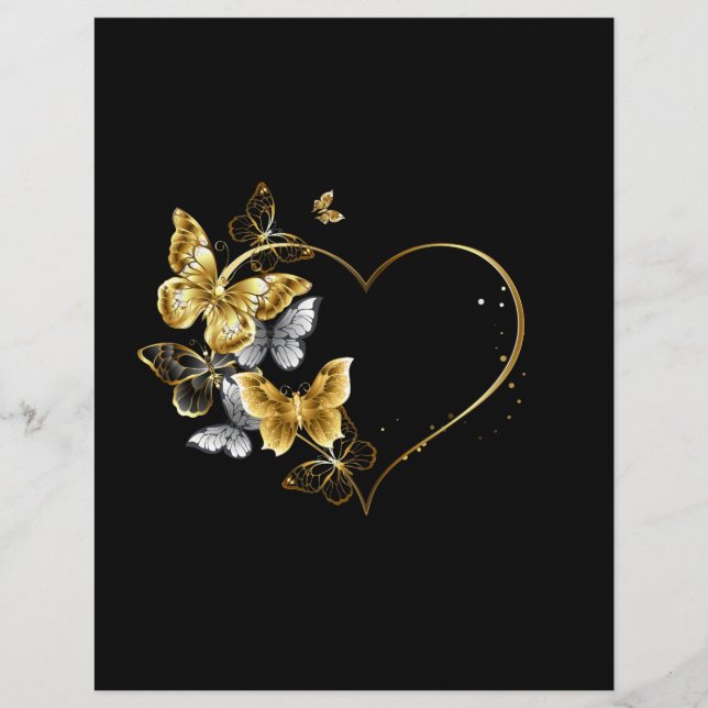 Hart met gouden vlinders briefhoofd (Voorkant)