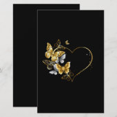 Hart met gouden vlinders briefpapier (Voorkant / Achterkant)