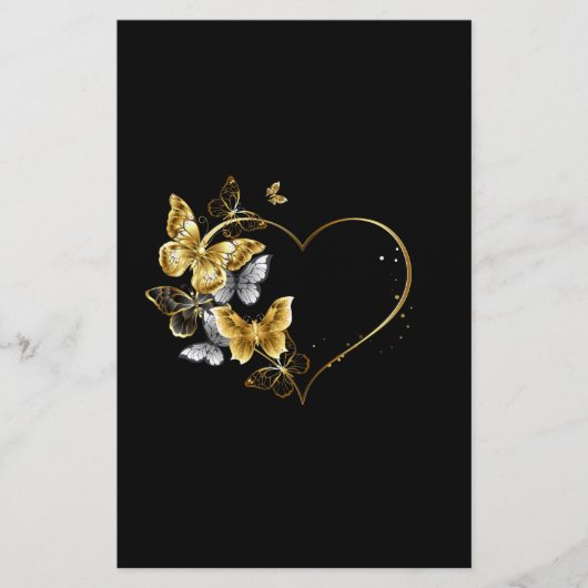 Hart met gouden vlinders briefpapier (Voorkant)