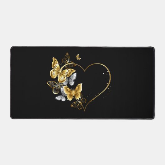 Hart met gouden vlinders bureaumat (Voorkant)