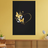 Hart met gouden vlinders canvas afdruk (Insitu (Woonkamer))