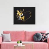 Hart met gouden vlinders canvas afdruk (Insitu (Woonkamer))