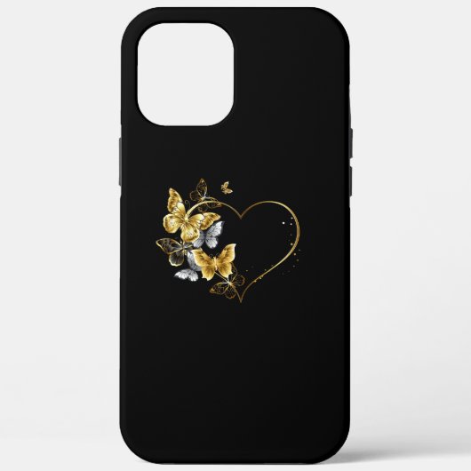 Hart met gouden vlinders Case-Mate iPhone case (Achterkant)
