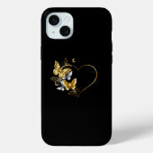Hart met gouden vlinders Case-Mate iPhone case (Achterkant)
