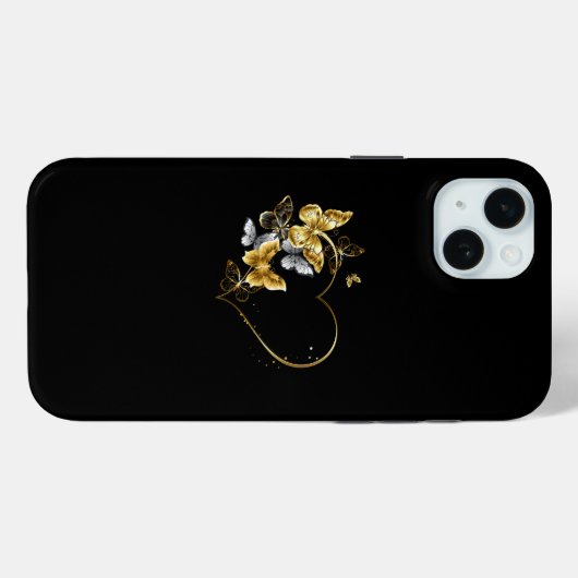 Hart met gouden vlinders Case-Mate iPhone case (Achterkant (horizontaal))