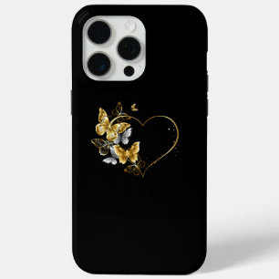 Hart met gouden vlinders iPhone 15 pro max hoesje