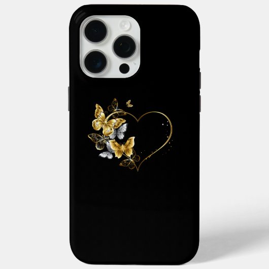 Hart met gouden vlinders Case-Mate iPhone case (Achterkant)