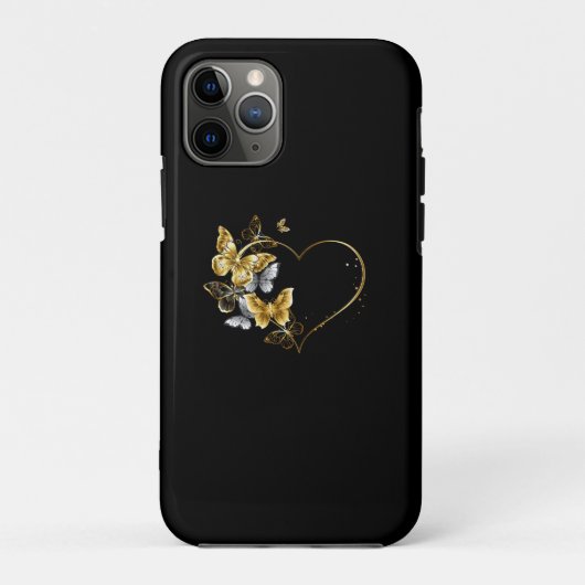 Hart met gouden vlinders Case-Mate iPhone case (Achterkant)