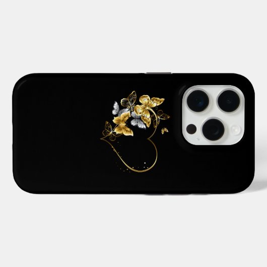 Hart met gouden vlinders Case-Mate iPhone case (Achterkant (horizontaal))