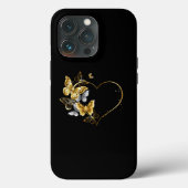 Hart met gouden vlinders Case-Mate iPhone case (Achterkant)