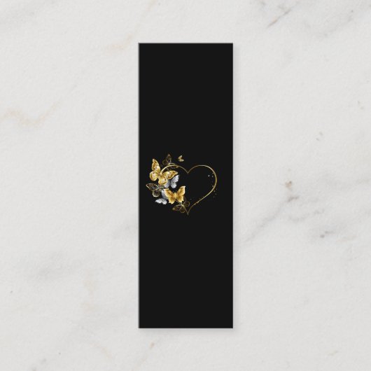 Hart met gouden vlinders contactkaartje (Voorkant)