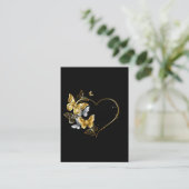 Hart met gouden vlinders contactkaartje (Staand voorkant)