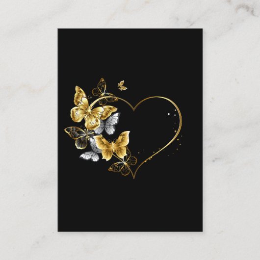 Hart met gouden vlinders contactkaartje (Voorkant)
